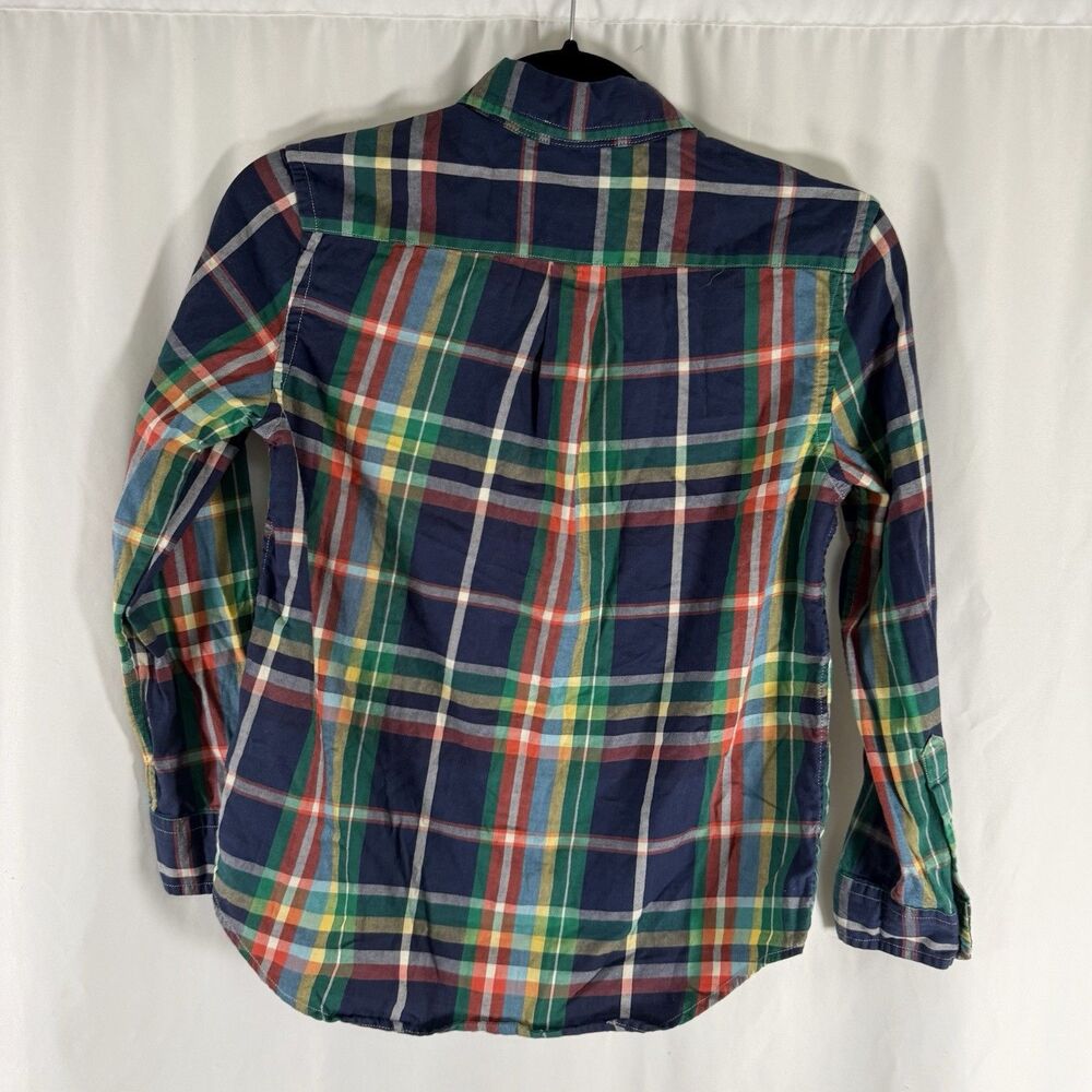 Ralph Lauren Dress Shirt Boys Medium 10-12 Blue Green Plaid Long Sleeve Cotton - Picture 9 of 9